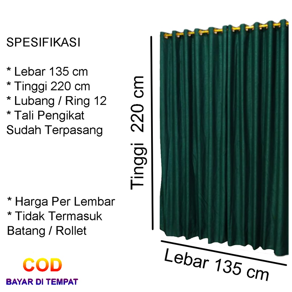 ✅COD Gorden Hordeng Pintu Jendela Polos Smokring 12 Ring 135x220 Tirai Korden Horden Minimalis Murah Perlengkapan Dekorasi Kamar Ruang Tamu Interior Ruangan Rumah Home Decor