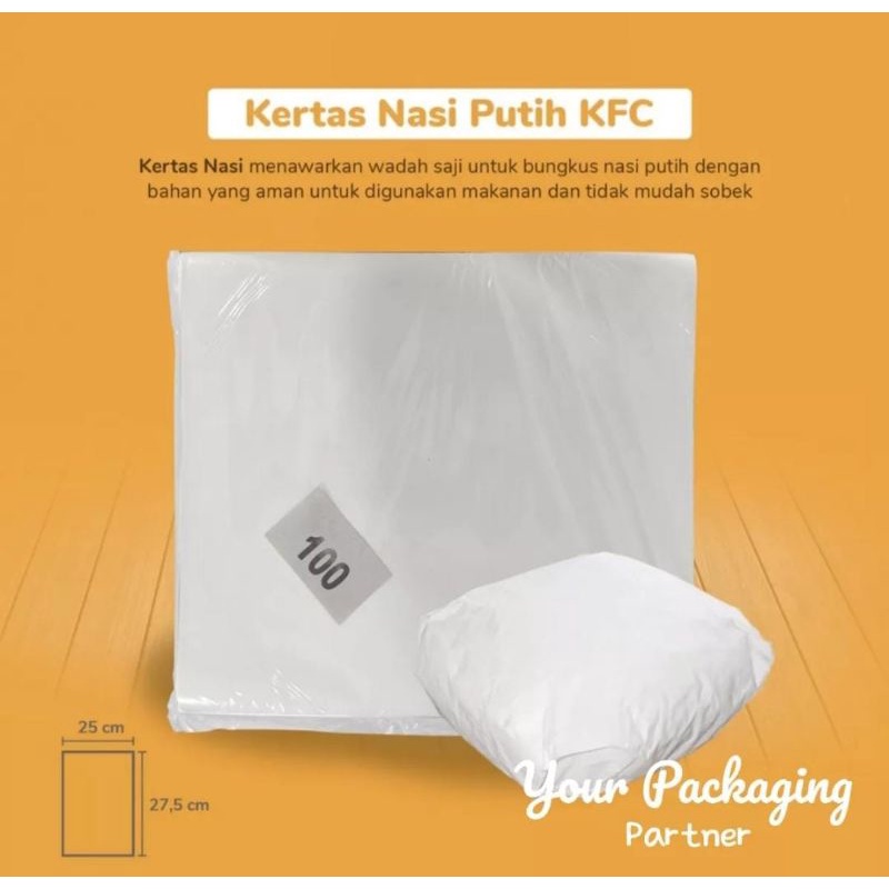 Paper rice/bungkus nasi kfc/bungkus nasi putih