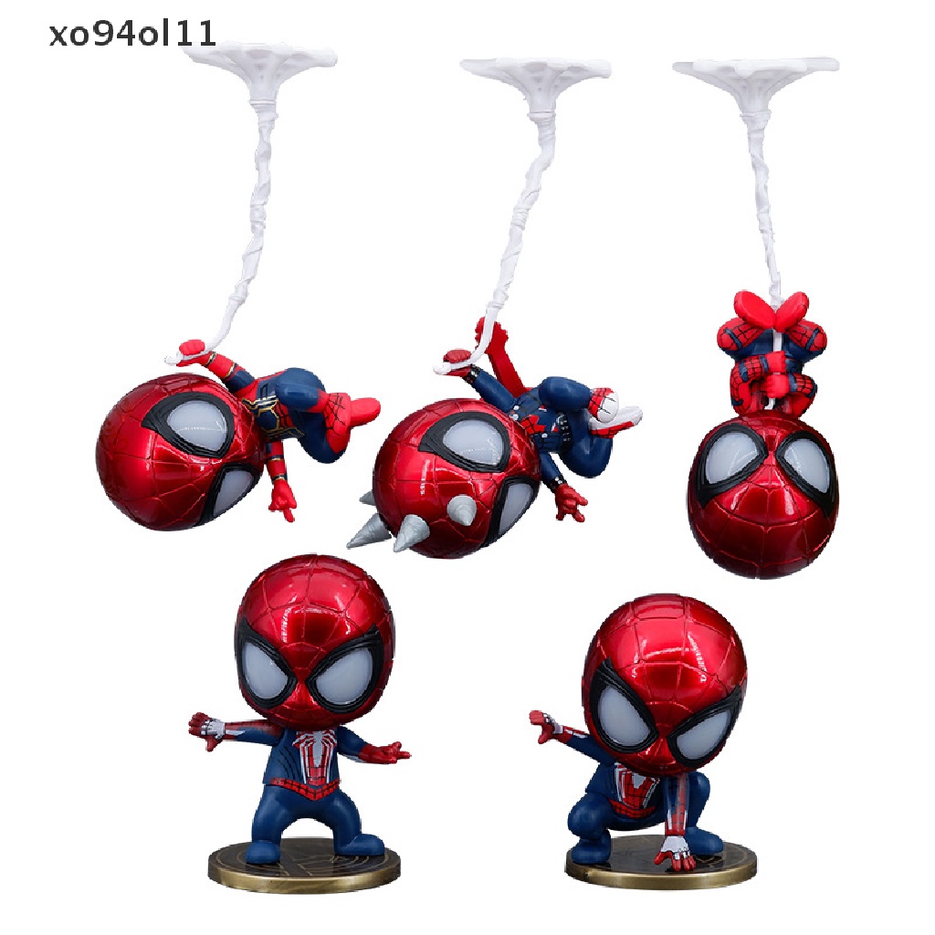 Xo Marvel Spider Man Anime 1Pcs Q Versi Super Spider-Man Boneka Mobil Dekorasi Pvc 9-18 cm Kawaii Model Mainan OL