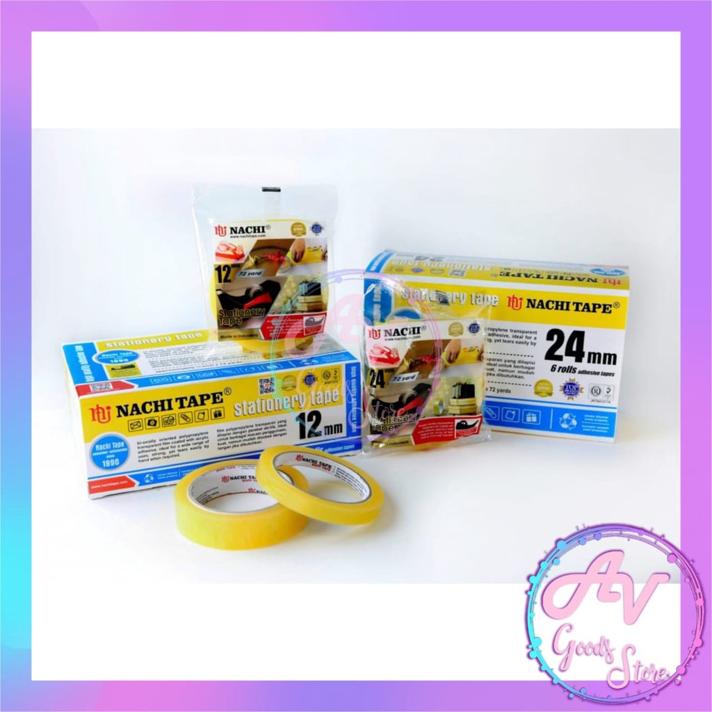 

1pcs Isolasi Nachi 72yards / 1buah Stationery Tape Nachi Bening Dus Kuning