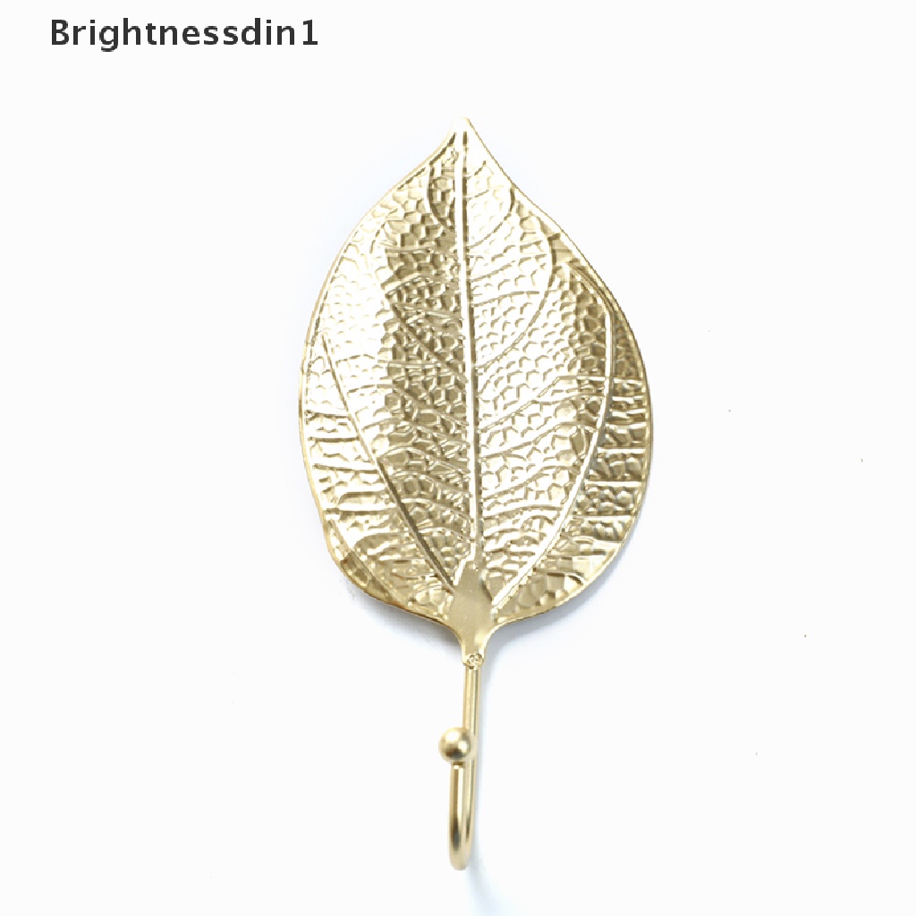 [Brightnessdin1] Gaya Nordic Kait Besi Tempa Bentuk Daun Gantungan Dinding Kamar Mandi Organizer Butik
