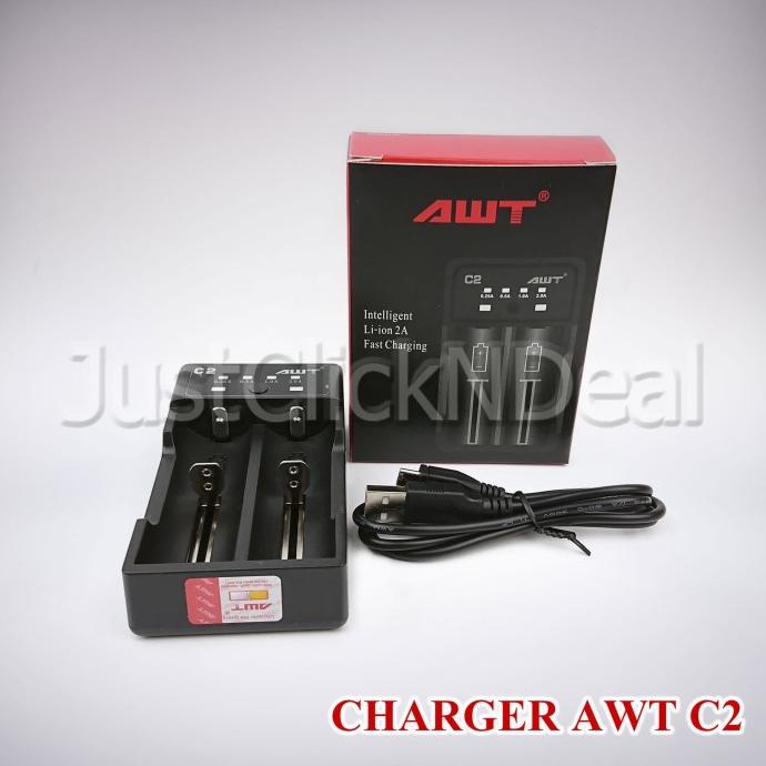 Authentic AWT C2 Fast Charging 2A USB Charger Baterai 18650 26650