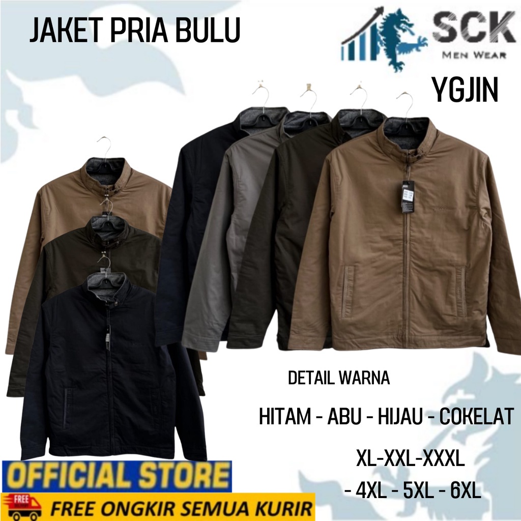 Jaket Pria YGJIN Krah Shanghai Dalam Bulu ukuran XL-6XL (JUMBO) / Jaket Bapak Bulu -sckmenwear GROSIR