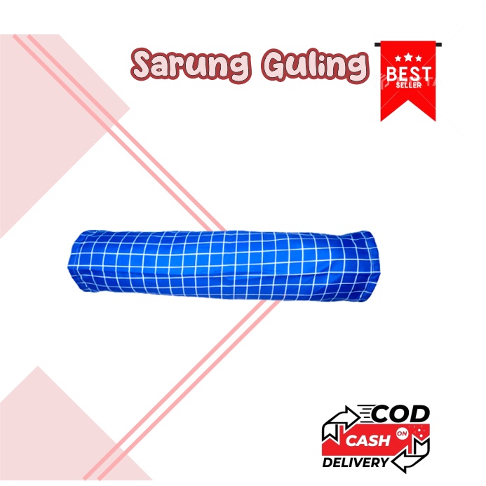 Sarung Guling Kotak Biru/Sarung Guling Katun Halus/Sarung Guling Premium