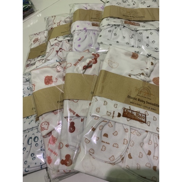 newborn set bedong set package paket bayi baru lahir sweaddle mitten booties knot hat bedong sarung tangan kaki sartaki stk topi bayi bolo bolo diti baby