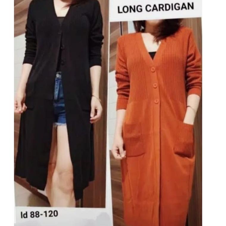 HARGA TERMURAAH Cardigan Rajut Long Cardy Kancing Outerwear Wanita