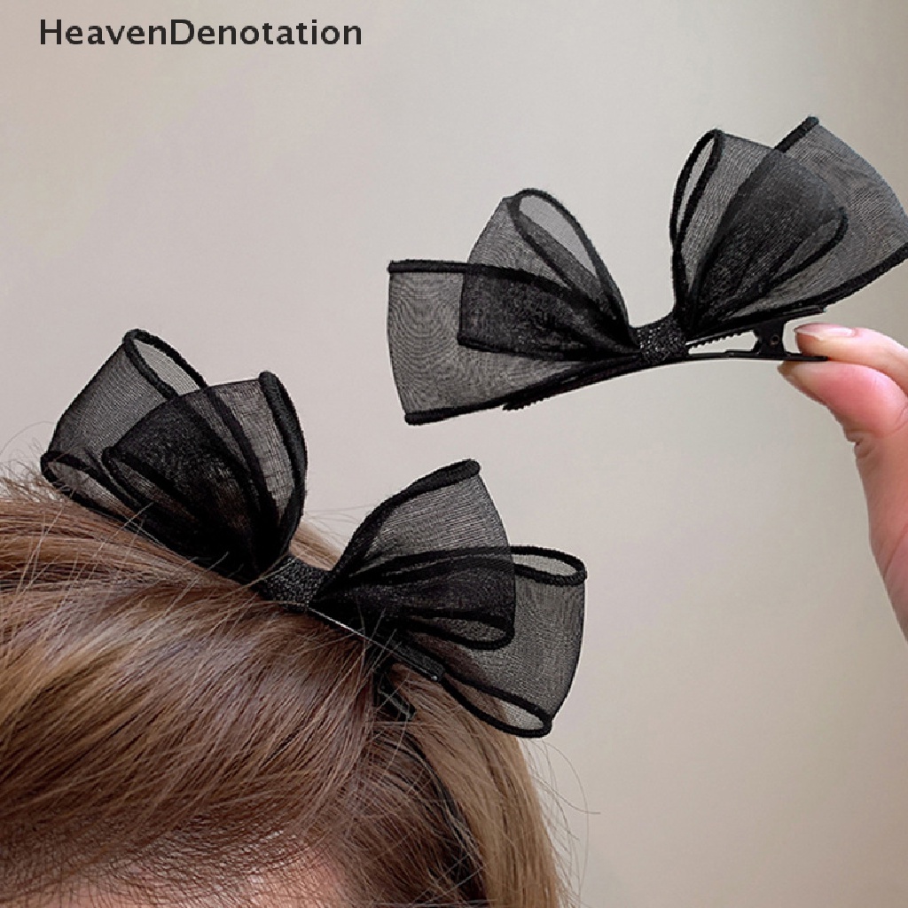 [HeavenDenotation] 2023jepit Rambut Busur Jala Dua Lapis Renda Hitam Untuk Wanita Perempuan Fashion Hair Clip HDV