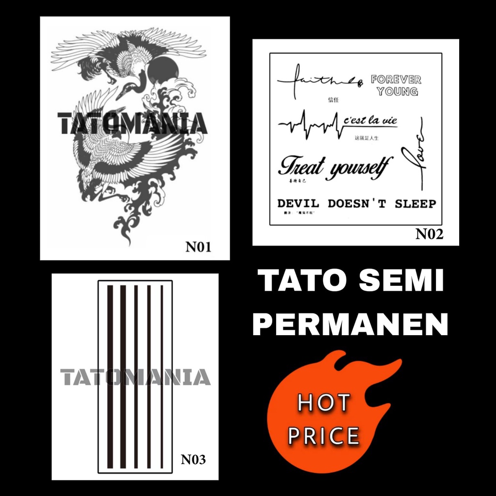 HM-Stiker tato temporer semi permanen tahan lama  anti air Seri N dan B