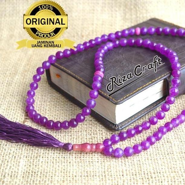 TASBIH BATU AKIK KECUBUNG UNGU AMETHYST ALAM ASLI NATURAL 99 BUTIR YHTY64654U