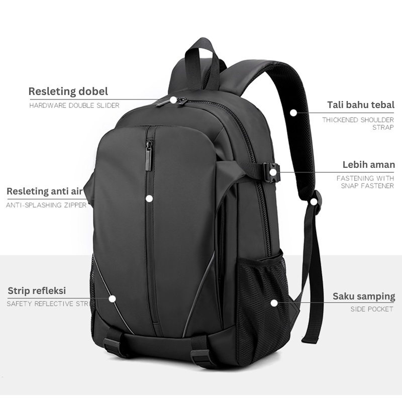 Highland Tas Casual Pria Backpack Waterproof Sekolah Kerja Tas Ransel Punggung Multifungsi Waterproof TR707