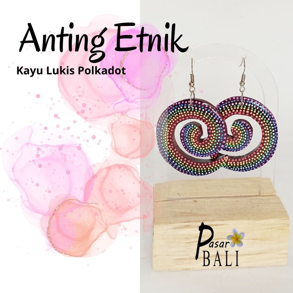 Anting Etnik Bulat Lukis Polka | Anting Vintage Wanita