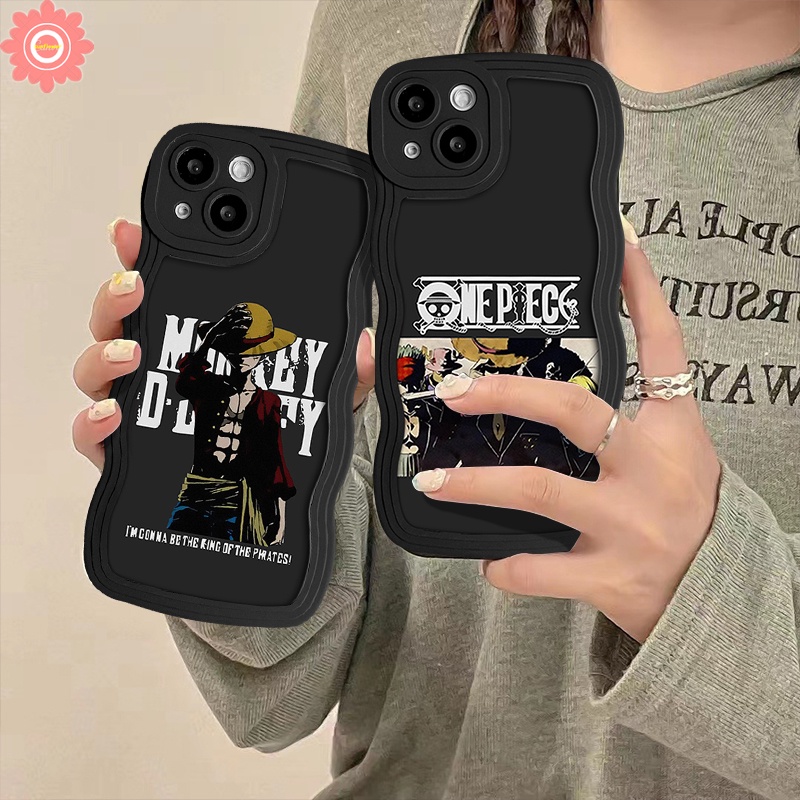 Case Luffy One Piece Anime Kartun Untuk Realme C53 C11 C12 10 9i C15 C25Y C35 C21Y C20 8Pro C20A C33 C30 C25s 8 8i C17 C25 6i 7 5 7i 5i 9Pro+ 9c3 Wavy Edge Soft Tpu Black Sarung