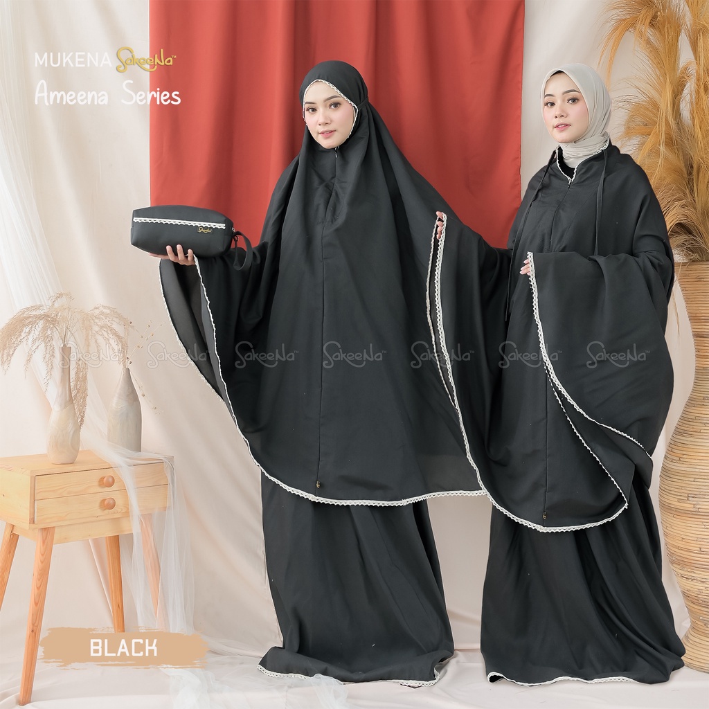 SAKEENA - Mukena Ameena Series 2 in 1 Mukena Dewasa Katun Traveling - Mukena Murah Adem Nyaman