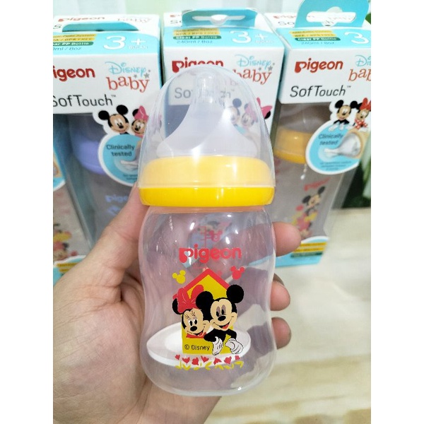 Botol Pigeon ORI Disney Baby SoftTouch  System Wide Neck BPA Free 240Ml/160Ml