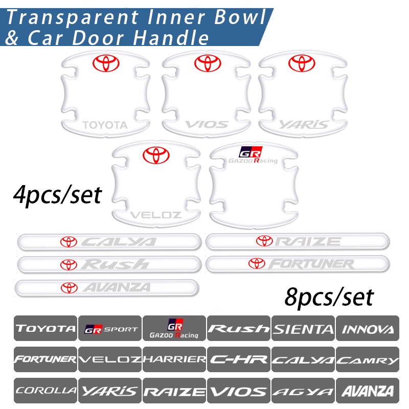 Cover Pelindung Gagang Pintu Mobil Toyota Inner Bowl Anti Gores Stiker Untuk Vios GR Sport Yaris Veloz Rush Avanza CHR Fortuner Innova Camry Raiza Sienta Corolla Aksesoris