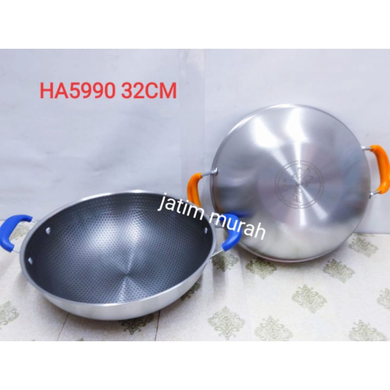 Kitchen Ware_Wajan Kuali Penggorengan Wok Pan Masak Tahan Panas 32cm