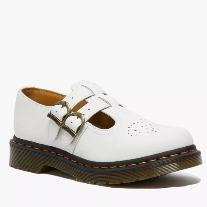 DR. MARTENS 8065 Mary Jane Smooth Leather 100% Original Sepatu Wanita - White, 3