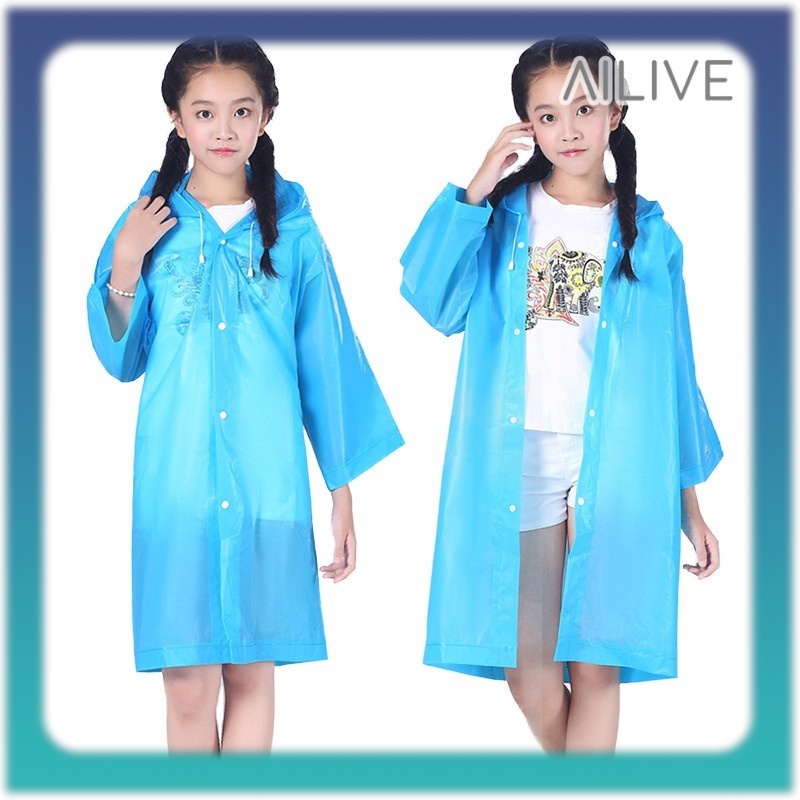 Jas Hujan Dewasa / Jas Hujan Anak EVA Mantel Jas Hujan Tebal Raincoat Transparan Universal