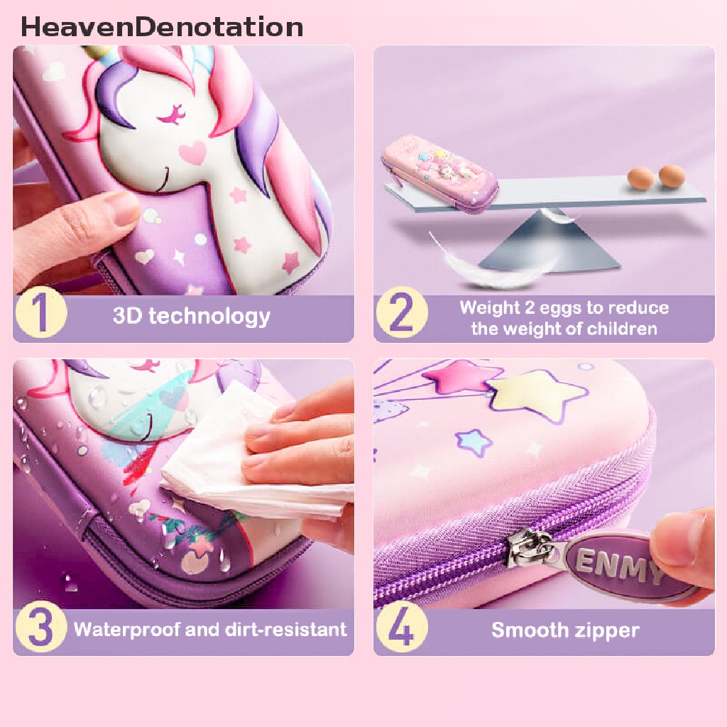 [HeavenDenotation] 3d EVA Unicorn Lucu Pensil Case Kartun Kotak Alat Tulis Pena Tas Penyimpanan Kapasitas Besar Siswa Pen Case Perlengkapan Sekolah Hadiah HDV