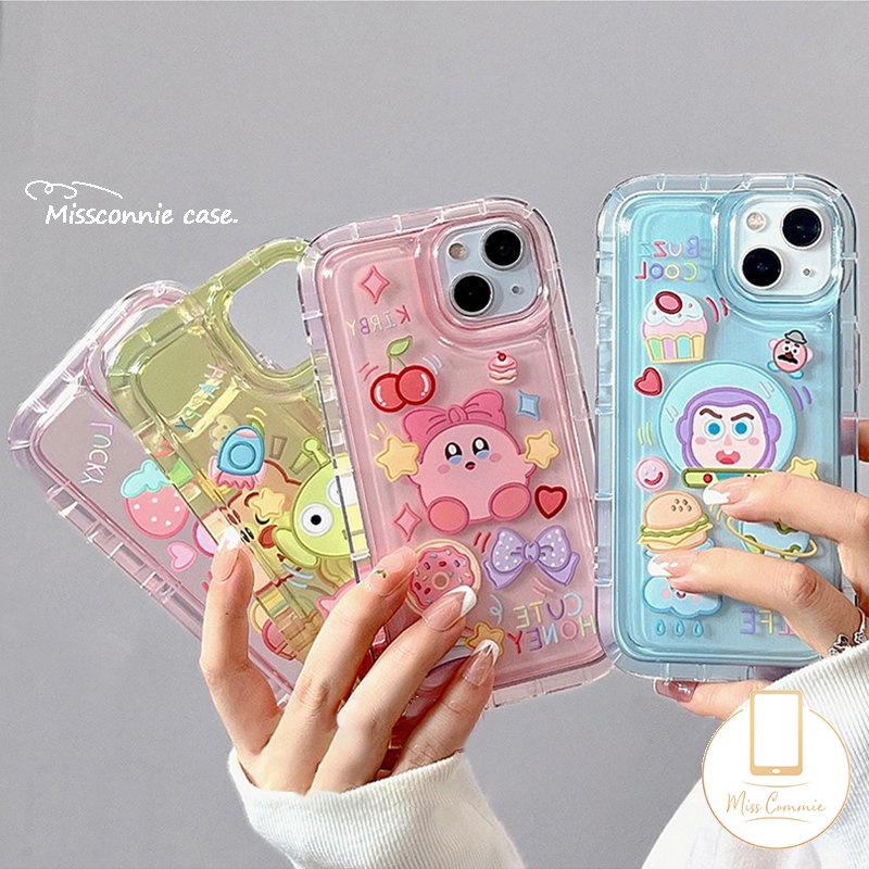 Kartun Kirby Cherry Candy Airbag Casing Realme C53 C55 C30 7i C17 9i C21Y C15 C12 C25 C11 C25s C35 5 C33 C25Y 6i 5i 5s C3 C20A C20 Cute Strawberry Bear Manyo Shockproof Soft Cover