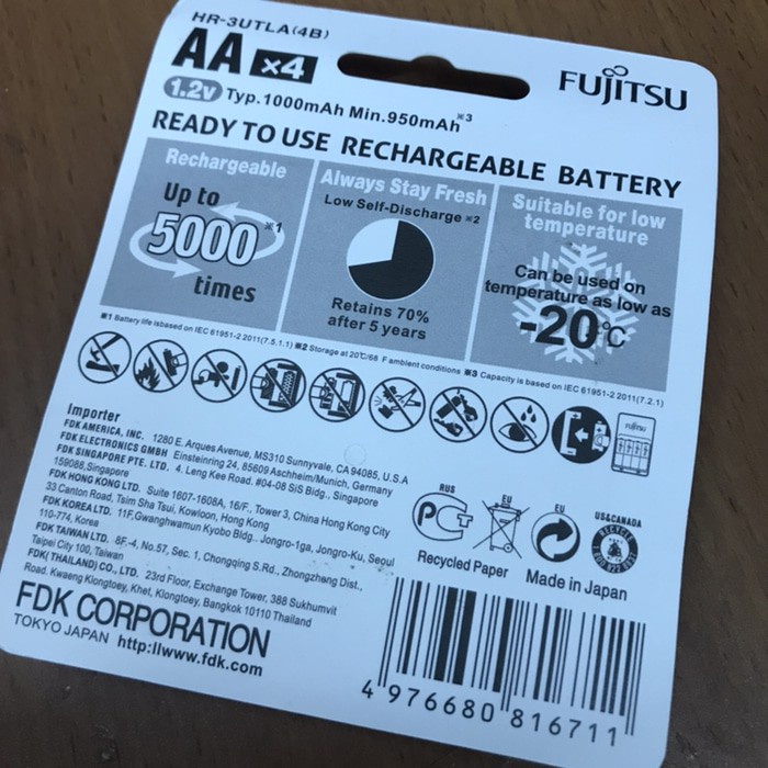 Baterai Fujitsu AA 950Mah Batre Cas AA Fujitsu 950mAh Battery Fujitsu murah