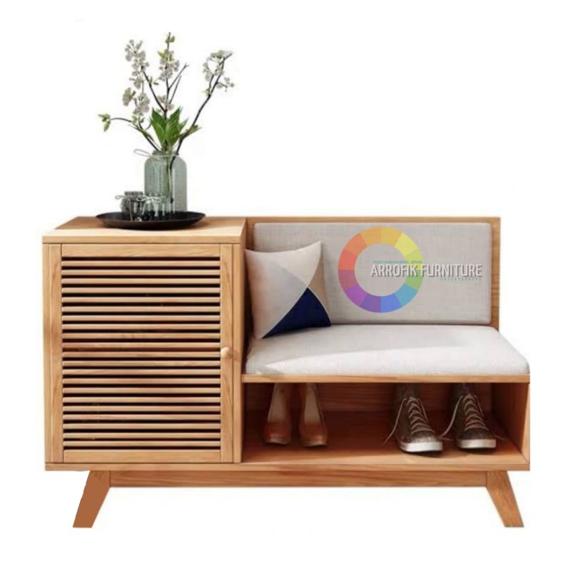 Rak / Nakas Sepatu multifungsi kayu jati warna blecing ( seperti di foto ) free meja ngaji lipat