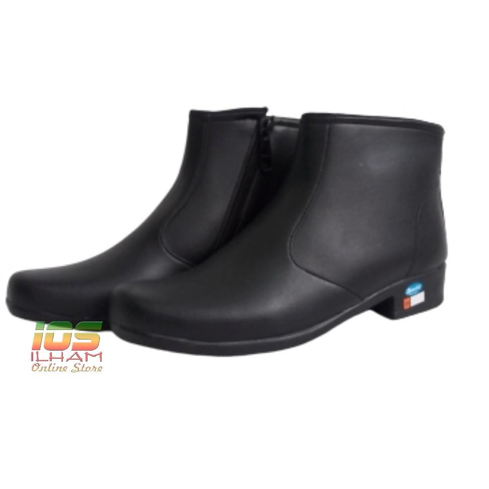 Langsung Atc Gucci CWE Sepatu Pantofel PDH PDL Boot Hak 3Cm Resleting Wanita Polwan Size 37-41 Hitam