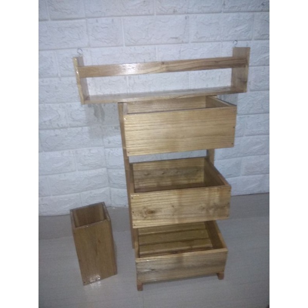 Set Rak bawang susun 3 + Rak bumbu gantung + rak spatula Natural(kirim seluruh indonesia)