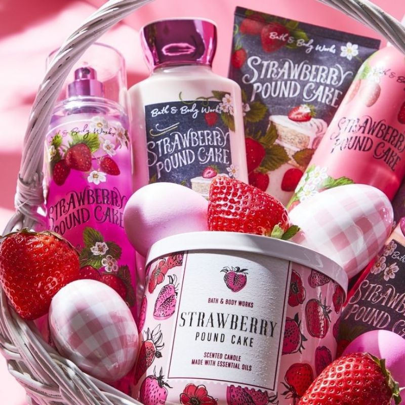 BATH AND BODY WORKS BBW STRAWBERRY POUND CAKE SERIES MIST LOTION SHOWER GEL BODY CREAM HAND CREAM SHOWER GEL BODY CREAM LOTION MIST WASH WALLFLOWER ROOMSPRAY SCENTPORTABLE GENTLE GEL DEEP CLEANSING GENTLE FOAMING CREAMY LUXE