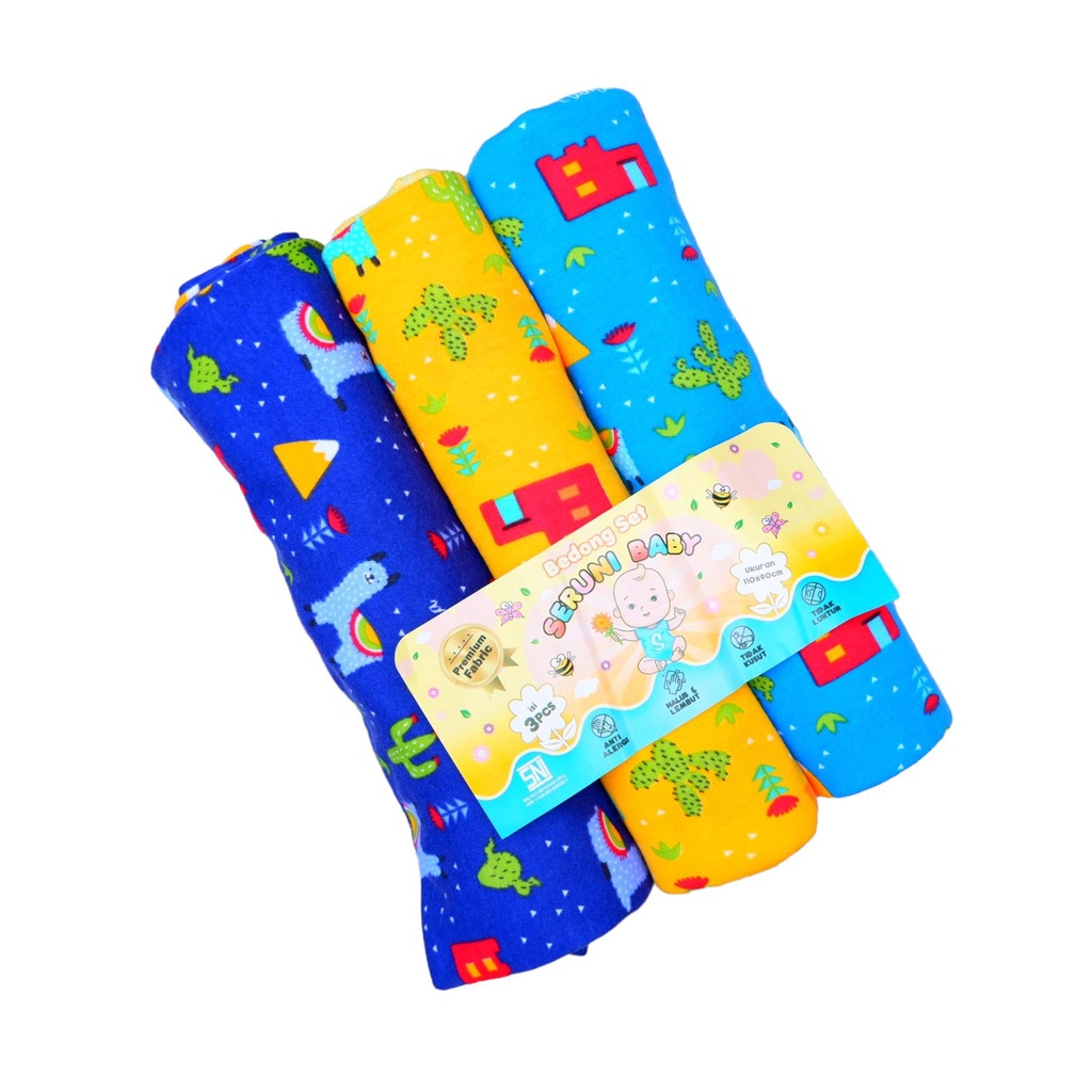 (BDG001)ISI 3PCS BEDONG BAYI SNI PREMIUM JUMBO 90 X 110 BAHAN KAOS VARIANT MOTIF