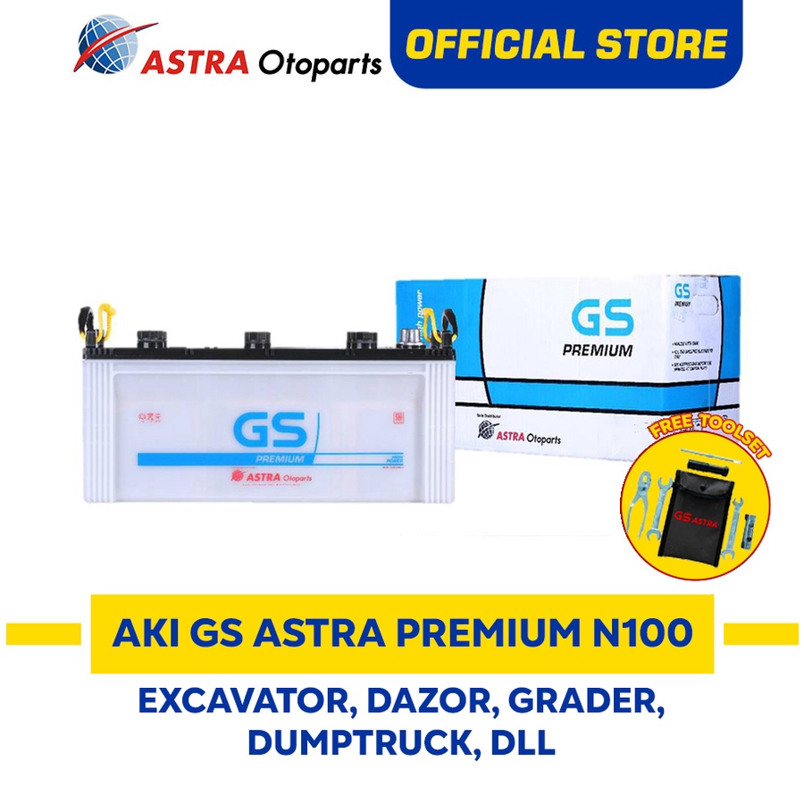AKI GS ASTRA Premium N100 untuk Komatsu Excavator, Dozer, Grader, Dump Truck, Genset dan sejenisnya