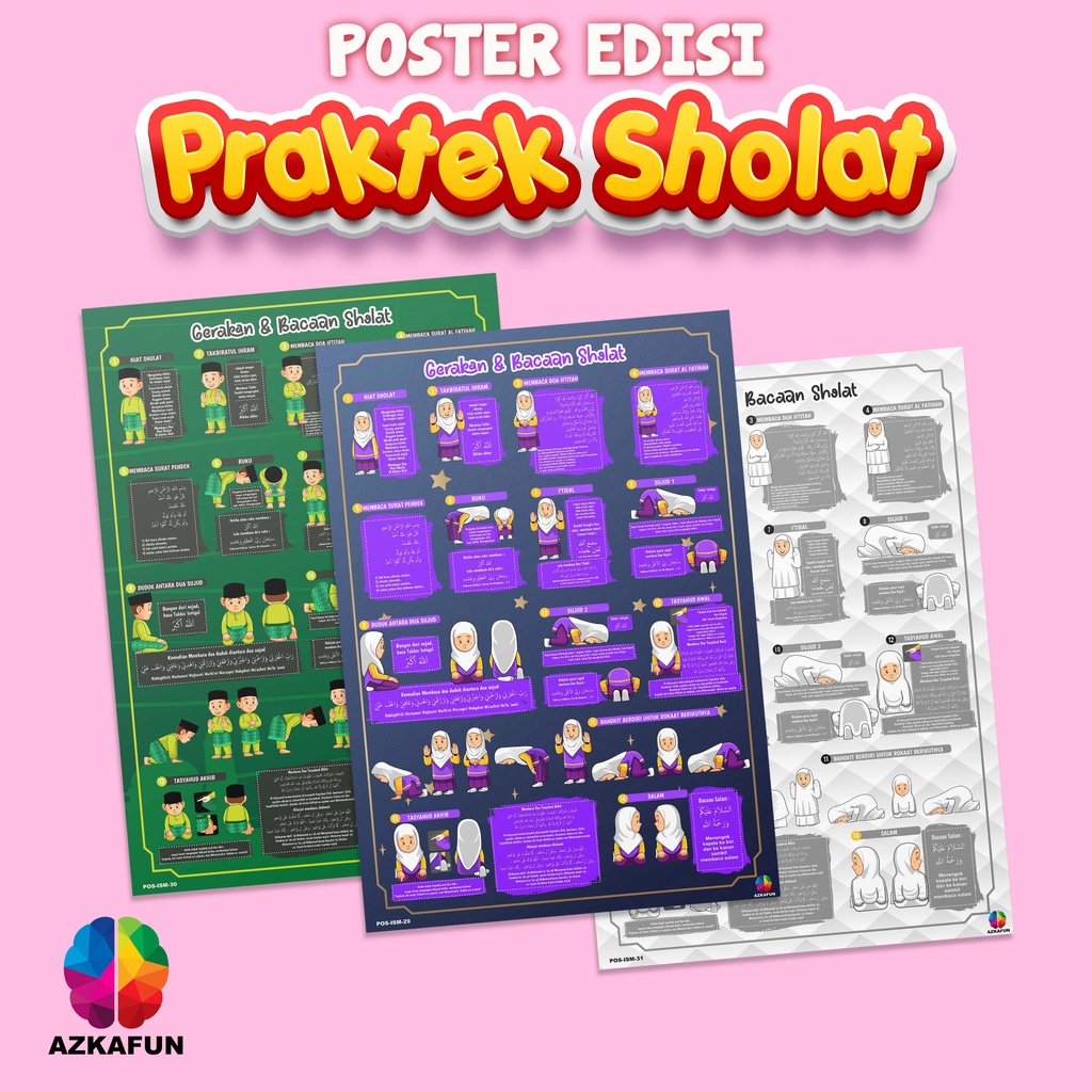 Poster Edukasi PRAKTEK SHOLAT - Poster edukasi islami poster bacaan shalat