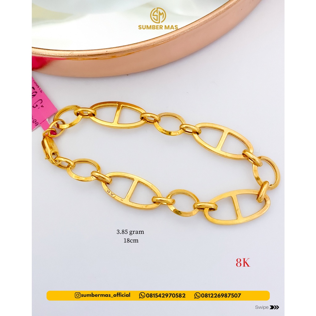 HOLLOW PAPERCLIP BRACELET 8K - SUMBER MAS