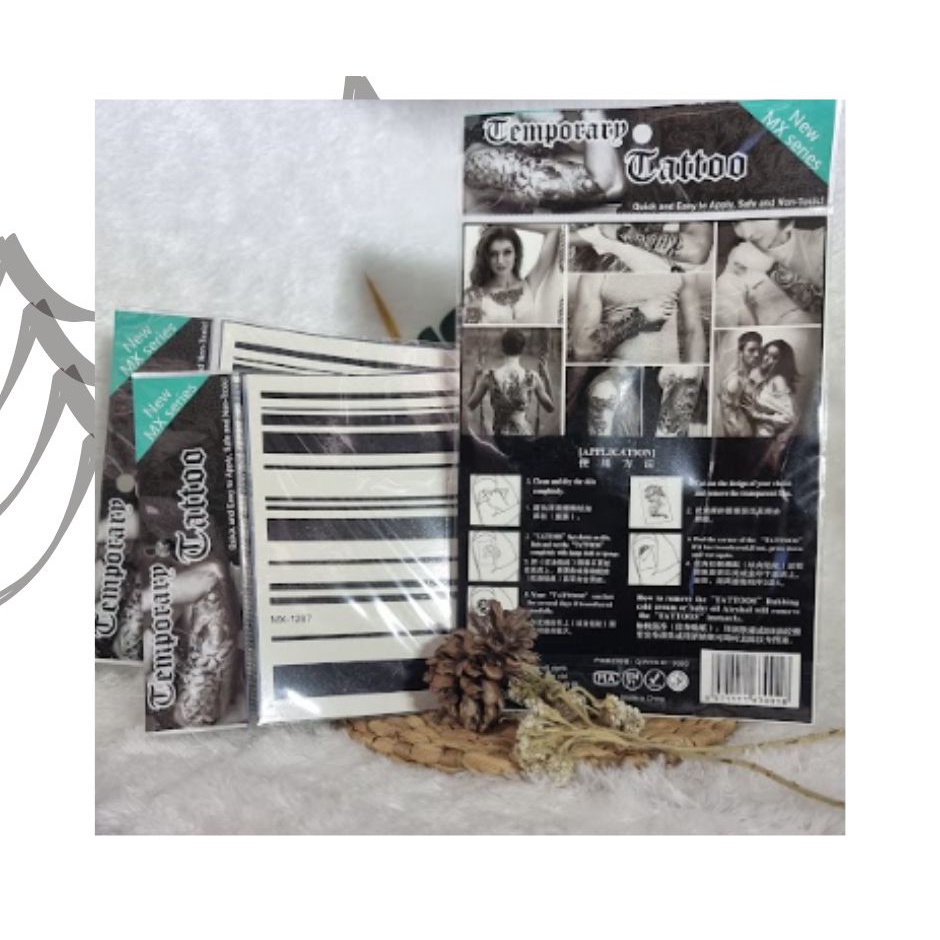 TATEMPO tato temporer - Black Line Tattoo/Garis Hitam Tato TATEMPO tato temporer - Desain garis gela