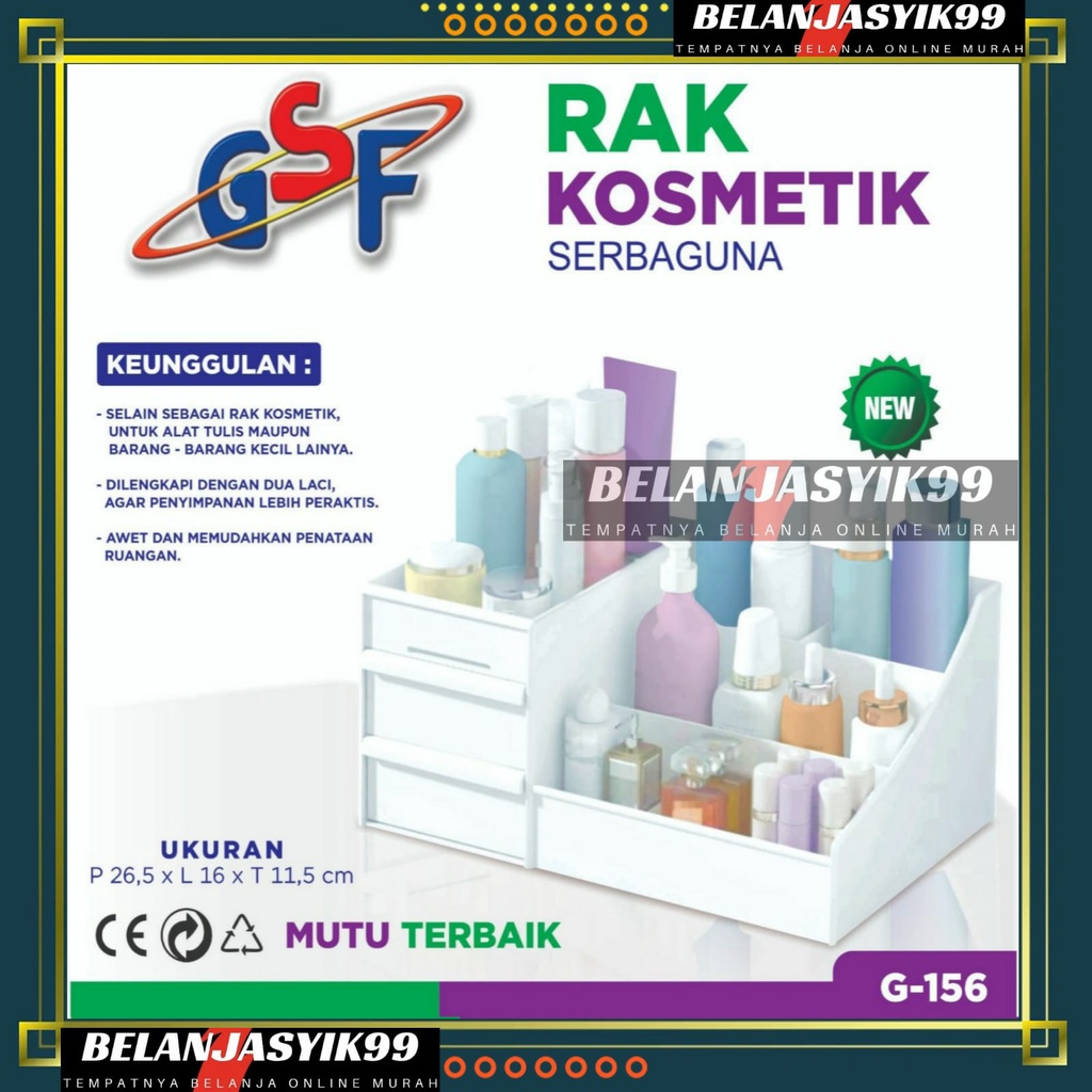 RAK KOSMETIK 2 LACI / RAK KOSMETIK SERBAGUNA 2 LACI GSF G-156 / RAK KOSMETIK 2 LACI MULTIFUNGSI / KOTAK PENYIMPANAN PERALATAN MAKE UP AKSESORIS PERHIASAN / RAK LACI MAKE UP SERBAGUNA / RAK KOSMETIK DAN MAKEUP