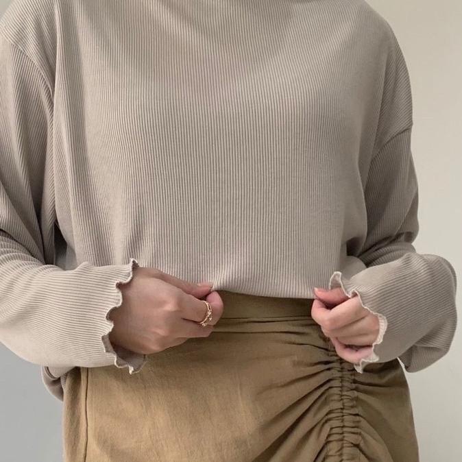 ➮ Inner Ruffle Turtleneck / Turtleneck Kriwil Lengan Panjang | Swetear Kriwil /Turtleneck Kaos Kerah