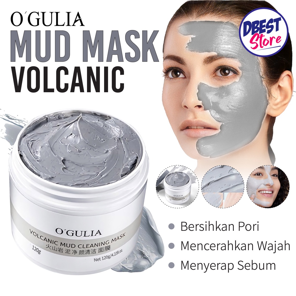 O'GULIA Masker Wajah Volcanic Mud Facial Whitening Clay Mask