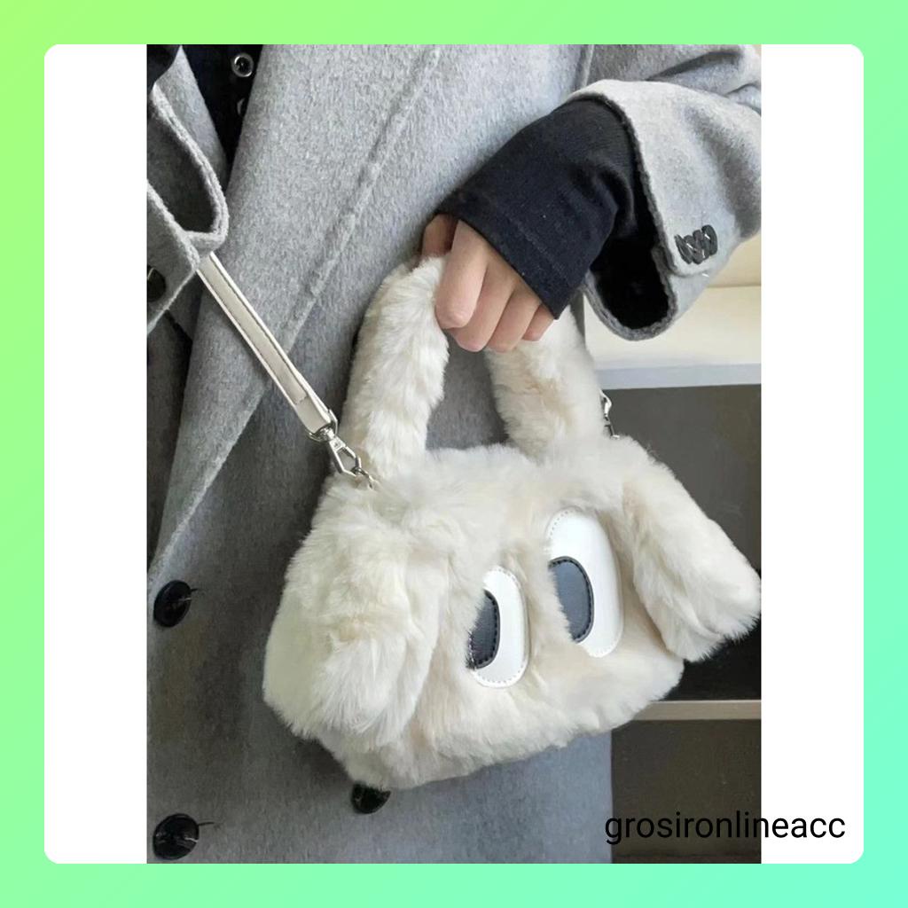 NEW Tas Kulit Wanita Selempang FT62 Bulu boneka lucu 20 x 7 x 13 cm