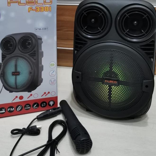 ♕ COD SPEAKER BLUETOOTH KARAOKE 6'5 INCH PROTABLE FLECO F-3381 PLUS MIC KARAOKE X-BASS FM/USB/TF CAR