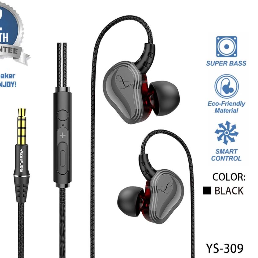 Ω YESPLUS YS-309 Headset/Handsfree Hifi Sound Wired 4D Earphone+Mic Free Popsocket ♠