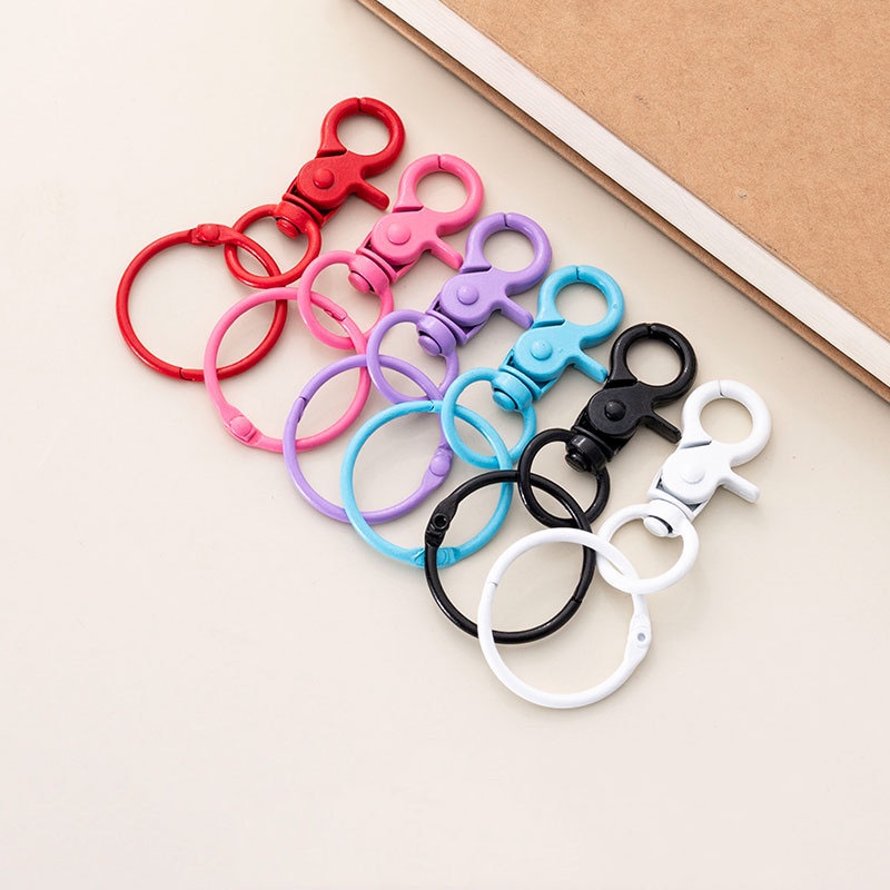 1pcs Color Baking Paint Candy Color Open Ring Lobster Ring Gantungan Kunci DIY Discovery Making Key Chain