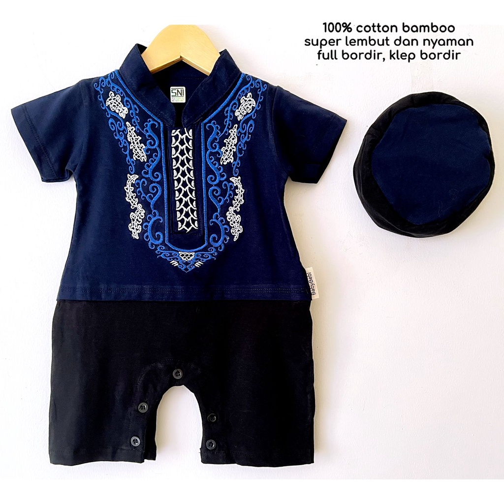 Baju Muslim Aqiqah Jumper peci konveksi pakaian setelan Lucu Anak Bayi Cowok Laki Murah babeebabysho