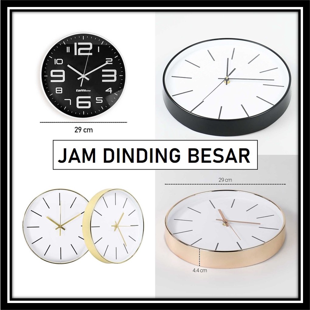 Jam Dinding Bulat Besar Mesin Quartz Creative Design Modern Senyap Estetik Minimalis Dekoratif Untuk