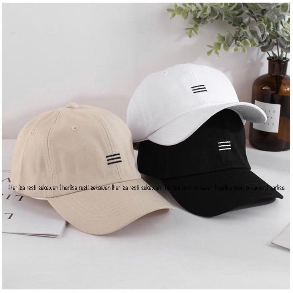COD Topi Baseball Bordir Garis Tiga Kualitas Premium