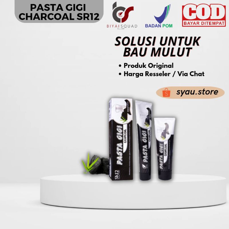 PASTA GIGI CHARCOAL SR12 / ODOL CHARCOAL / PEMUTIH GIGI / MENCEGAH BAU MULUT