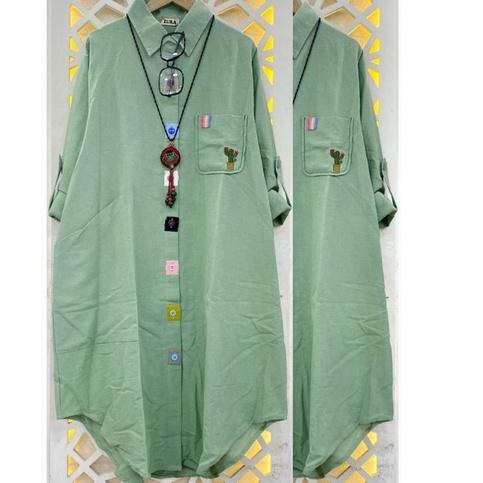 Promo Tunik Kemeja Katun Linen Import ☘gdc»