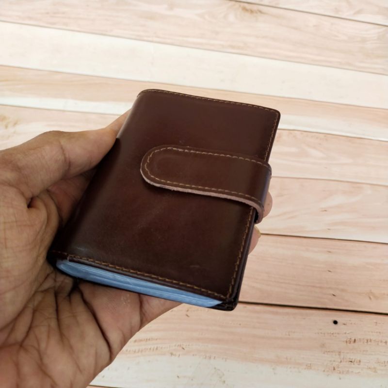 CARD HOLDER KULIT PULL UP KULIT ASLI LEMBUT POLOS KANCING