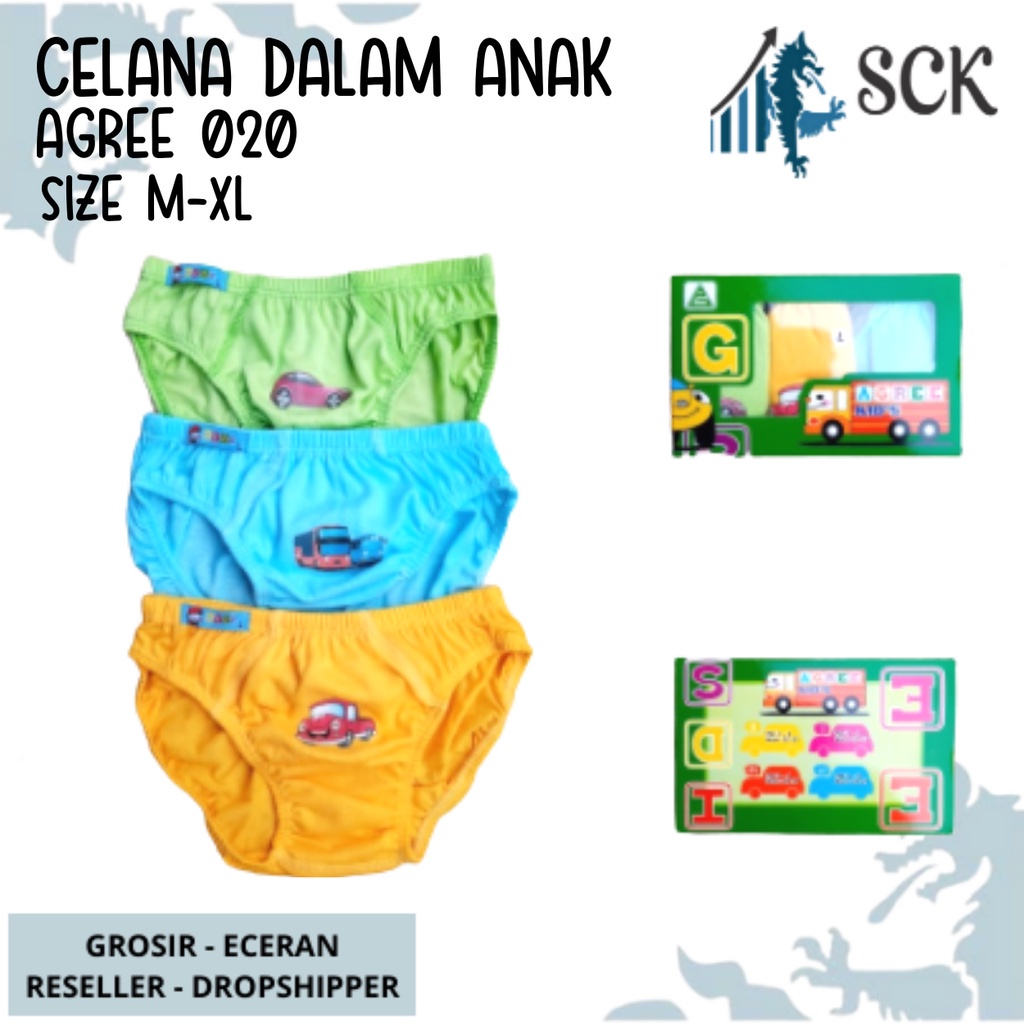 [ISI 3] CD Anak AGREE 020 Aneka Warna Polos / CD Anak Motif / Pakaian Dalam Anak AGREE Kids - sckmenwear GROSIR