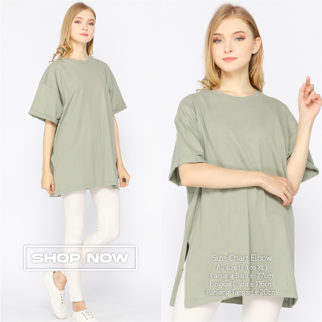 Kaos Oversize Wanita Basic Oversized Top Elbow