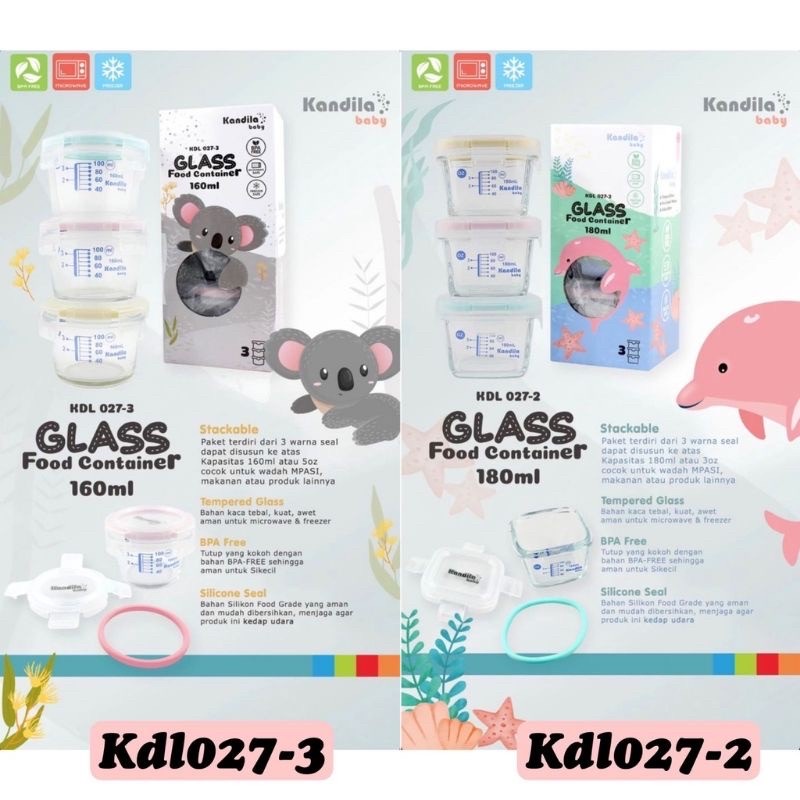 Kandila Baby Glass Food Container / Tempat Makanan Bayi